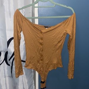 Fashion Nova Off the Shoulder Button Up Bodysuit